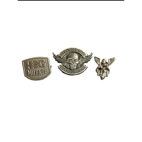 Harley Davidson Set Of 3 Pins Pewter Angel HOG Collectors Accessories - Picture 1 of 5